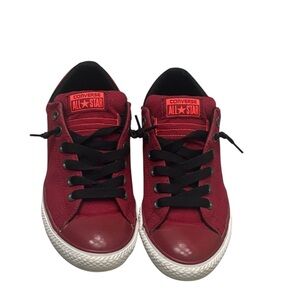 Kid’s Red Converse Leather Low Top Slip-On Sneakers: Size 5